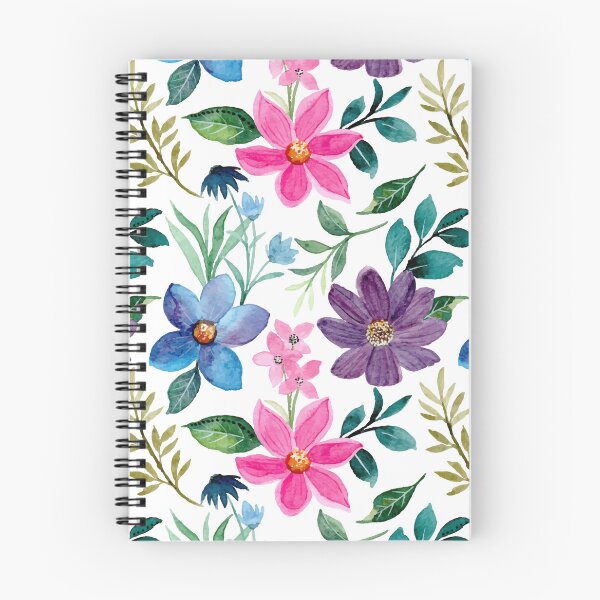 Item preview, Pink, Purple, Blue Watercolor Floral Pattern on White Background designed and sold by linime1984.