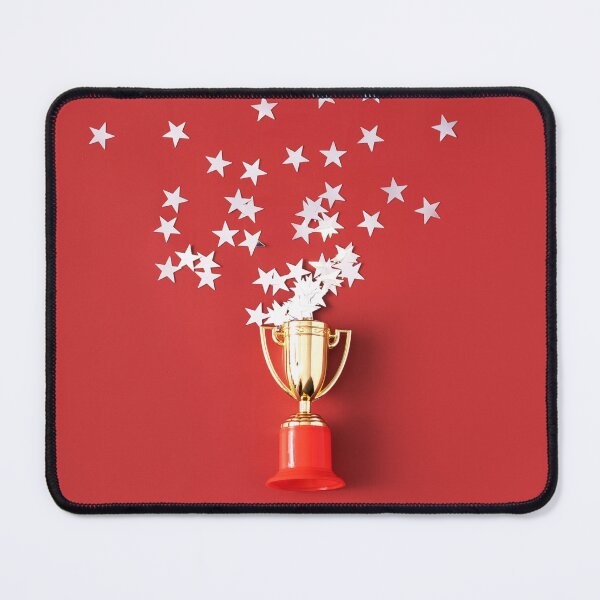 Item preview, Stars Fly Out Of The Gold-Colored Victory Cup On Red Background. Competition And Champion Aesthetic Novelty Design designed and sold by Silver Medal.