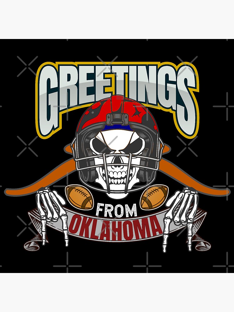 "Greetings From Oklahoma University Horns Down" Sticker by