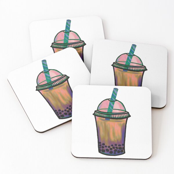 Item preview, Gold Purple Sunset Milk Tea Illustration designed and sold by ZaraRoza.