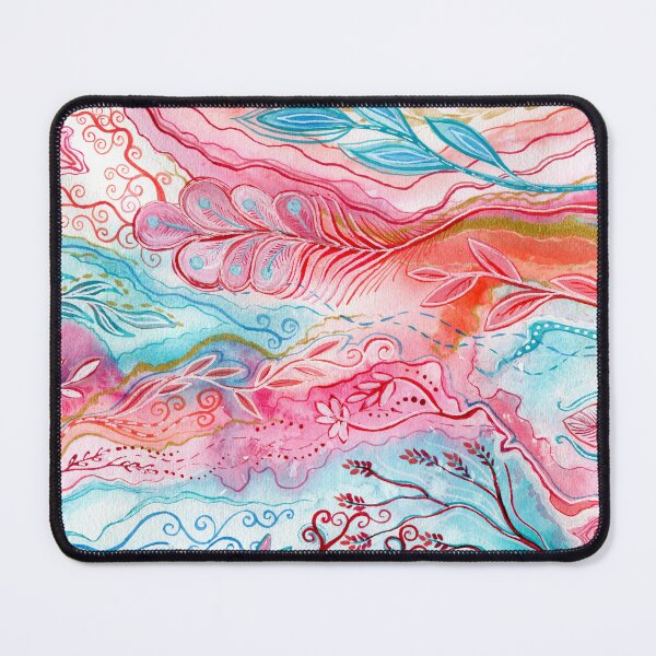 Item preview, Introspection - intuitive art watercolour painting in pink, coral, turquoise and gold designed and sold by klbailey.
