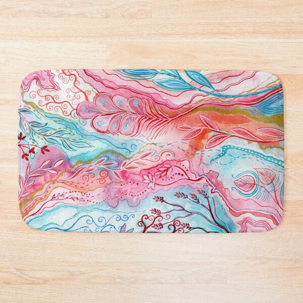 Item preview, Introspection - intuitive art watercolour painting in pink, coral, turquoise and gold designed and sold by klbailey.