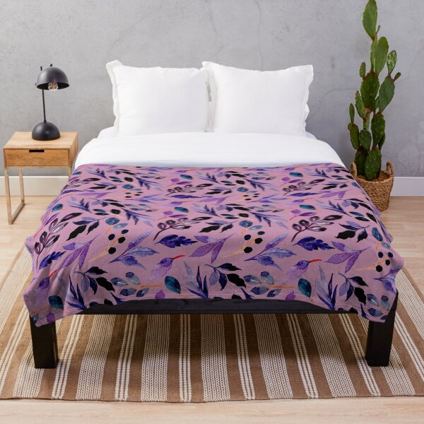Item preview, Purple Leaf & Berry Pattern on Purple Background designed and sold by linime1984.