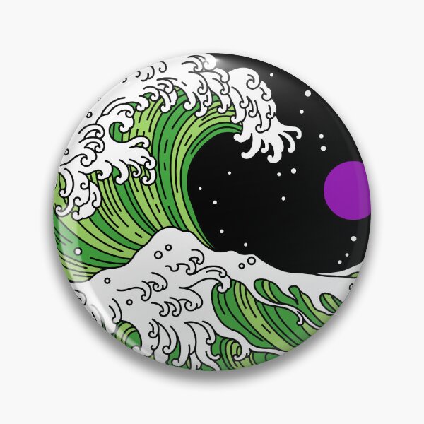 Item preview, Circular Japanese Aro Ace Wave. Aroace Pride designed and sold by Subtle Pride Shop.