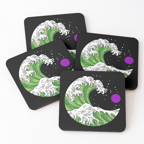 Item preview, Circular Japanese Aro Ace Wave. Aroace Pride designed and sold by Subtle Pride Shop.