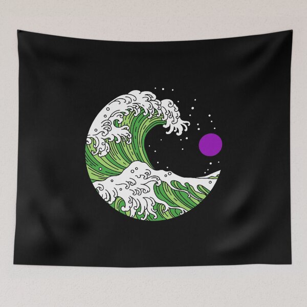 Item preview, Circular Japanese Aro Ace Wave. Aroace Pride designed and sold by Subtle Pride Shop.