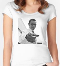 Obama Tailliertes Rundhals-Shirt