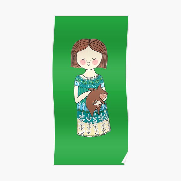 Girl with a wombat Poster