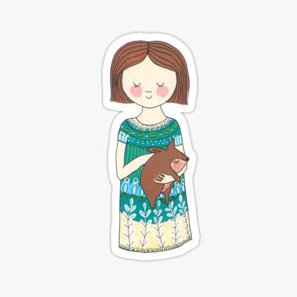 Girl with a wombat Sticker