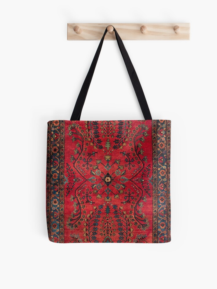 Red Persian Carpet Persian Vintage Antique Carpet Nature Fine Art Tote Bag