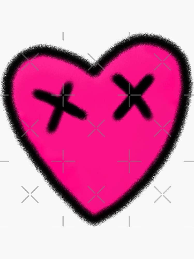 CARTOON HEART (PINK W/BLACK OUTLINE) Sticker for Sale by Top10Designs