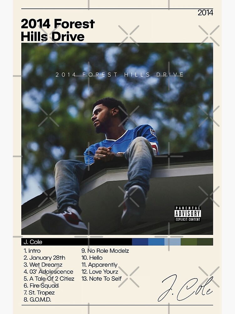 "J Cole Poster | 2014 Forest Hills Drive Poster | J Cole Tracklist ...