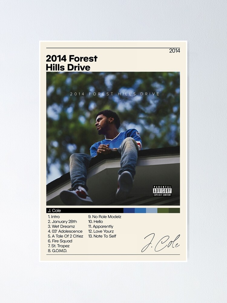 J Cole Poster 2014 Forest Hills Drive Poster J Cole Tracklist Album Cover Poster Poster