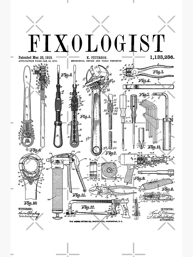 Fixologist Mechanic Car Repair Tools Vintage Patent Print Photographic  Print for Sale by GrandeDuc