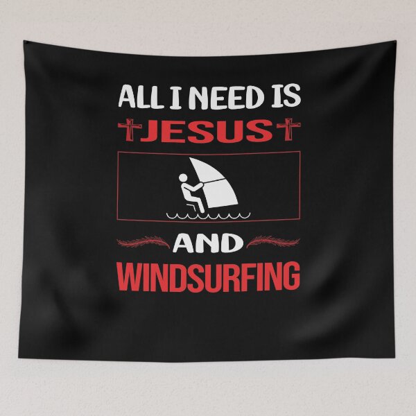 Item preview, Funny Jesus Windsurfing Windsurf Windsurfer Sailboarding Boardsailing designed and sold by FifineCroteau.