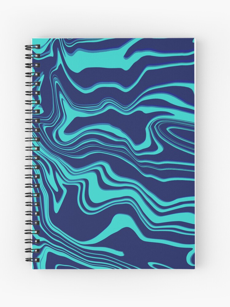 Imagen 1 de 3, Cuaderno con la obra Fluido abstracto minimal en azules, diseñada y vendida por Lo-cura.