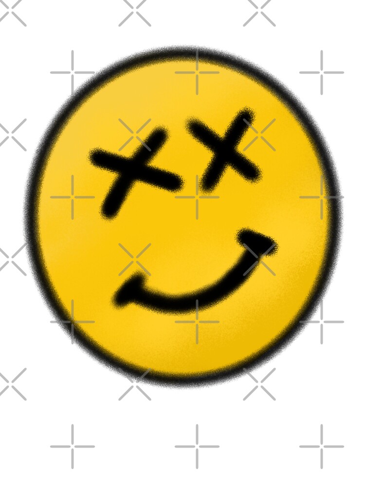 Smiley Face Emoji Crossed Out Eyes Smile Yellow Circle Spray Paint Art  Graffiti | Kids T-Shirt