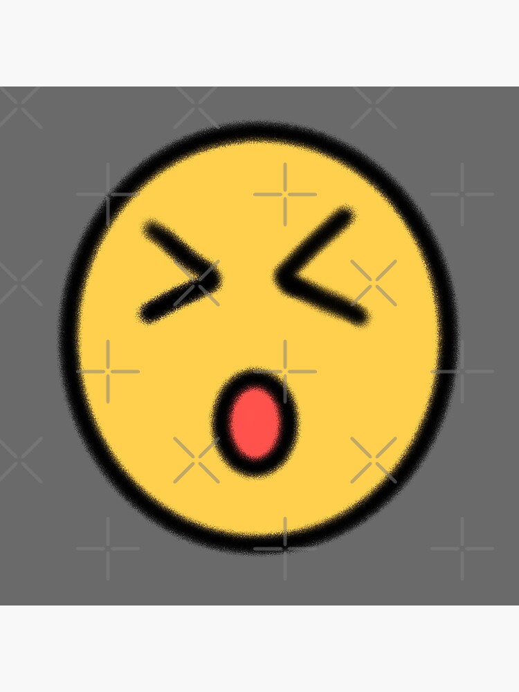 "Smiley Face Emoji Arrow Eyes Surprised Yellow Circle Spray Paint Art
