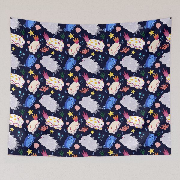 Item preview, Cute Nudibranchs on Navy Blue designed and sold by mixMixtli.