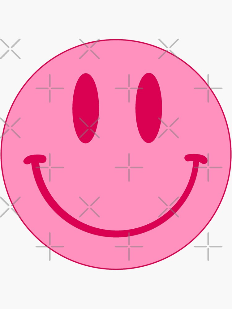 Flower Smiley Face Pink Sticker for Sale by berrydesignco