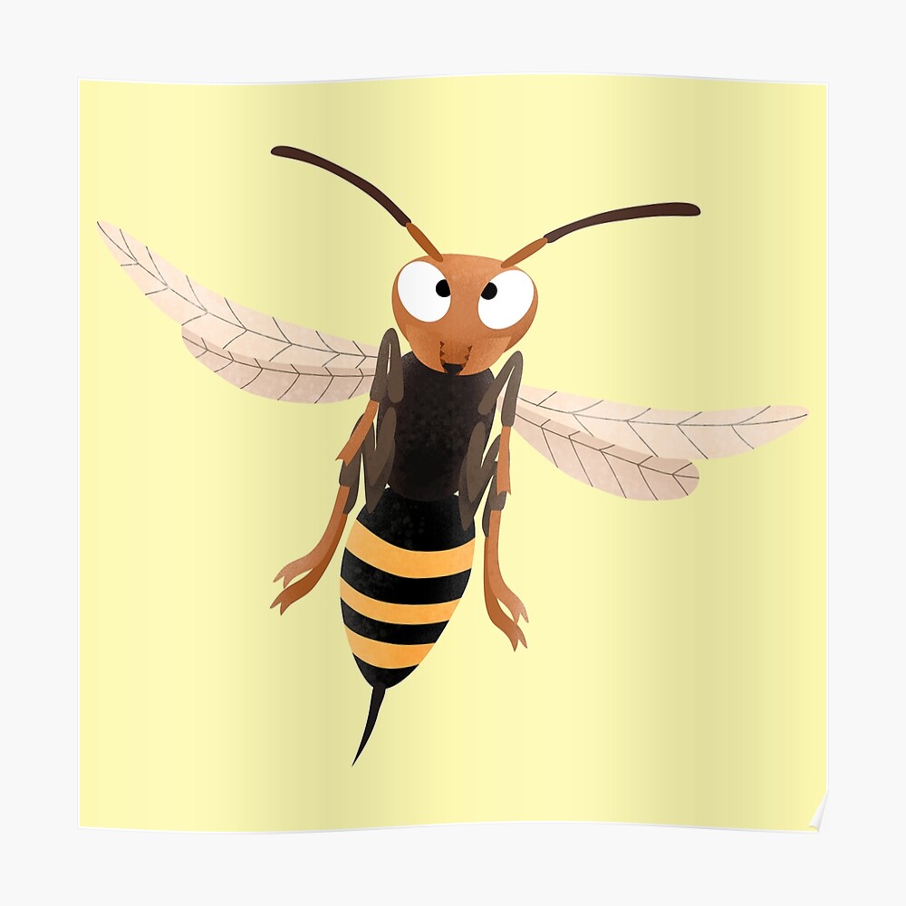 Funny angry hornet wasp cartoon illustration