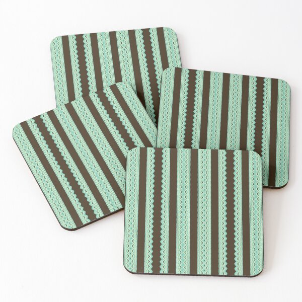 Item preview, Retro Stripe Pattern in Turquoise, Cream and Dark Brown designed and sold by thesnowwhyte.