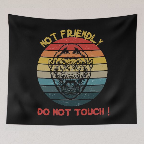 Item preview, Not Friendly Do Not Touch - Social Distancing Retro Vintage Sunset Angry Golira Gorilla Design Gift Idea For Halloween designed and sold by Prince - Bestseller ★★★★★.