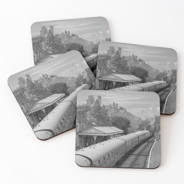 Item preview, Corfe Castle train in monochrome designed and sold by cdkphotos.