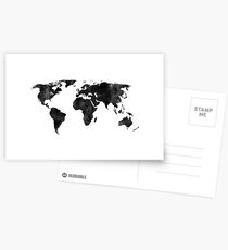 Black and white watercolor map Postcards