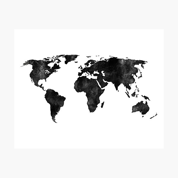 Item preview, Black and white watercolor map designed and sold by Leah Biernacki.