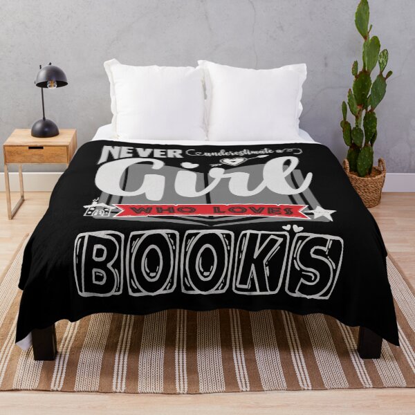 Item preview, never underestimate a girl who loves books - funny quote designed and sold by VichallanStudio.