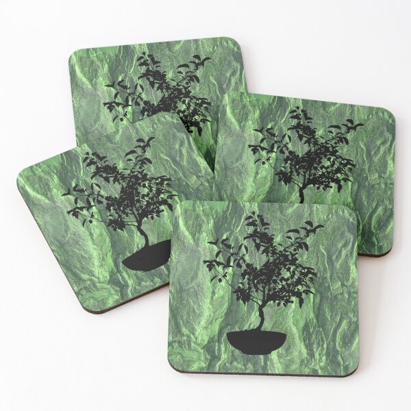 Item preview, Bonsai tree silhouette on sage green background  designed and sold by Areashor.