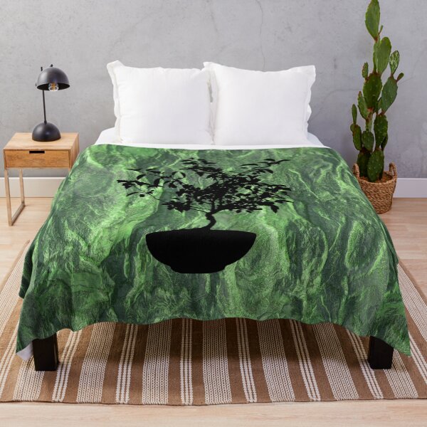 Item preview, Bonsai tree silhouette on sage green background  designed and sold by Areashor.