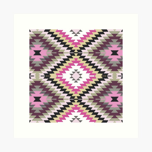 Aperçu de l'œuvre Kilim Navajo Print en roses créée et vendue par birchandbark.