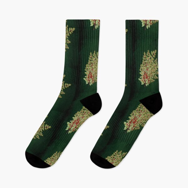 Item preview, Red berries green leaves dark green background  designed and sold by Areashor.