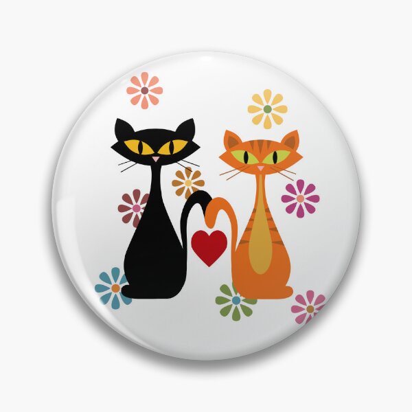Item preview, Mid Century orange and black cats in love designed and sold by BattaAnastasia.