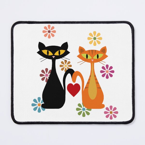Item preview, Mid Century orange and black cats in love designed and sold by BattaAnastasia.