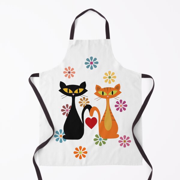Item preview, Mid Century orange and black cats in love designed and sold by BattaAnastasia.