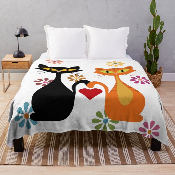 Item preview, Mid Century orange and black cats in love designed and sold by BattaAnastasia.