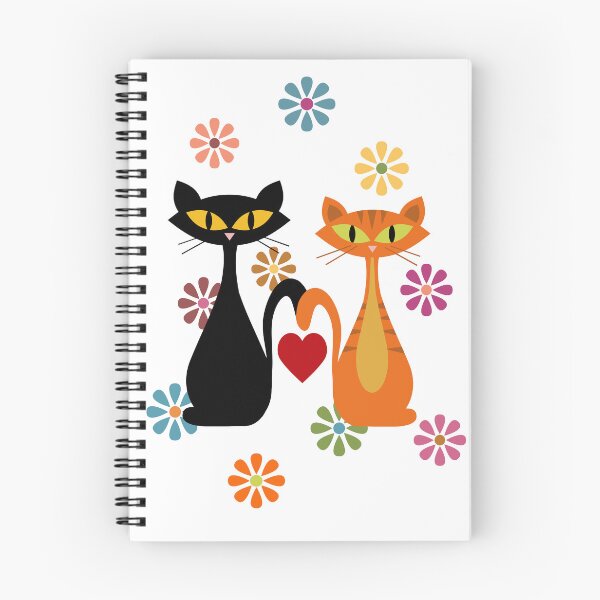 Item preview, Mid Century orange and black cats in love designed and sold by BattaAnastasia.