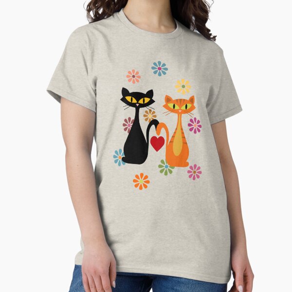 Item preview, Mid Century orange and black cats in love designed and sold by BattaAnastasia.