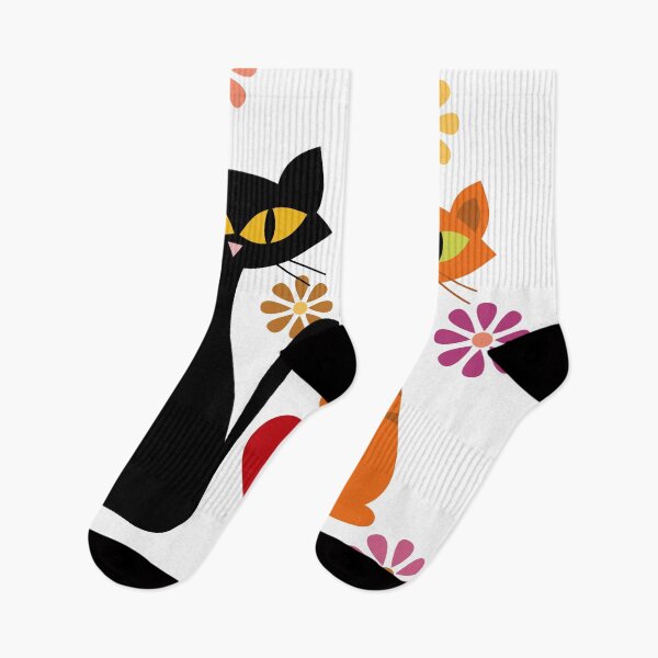 Item preview, Mid Century orange and black cats in love designed and sold by BattaAnastasia.