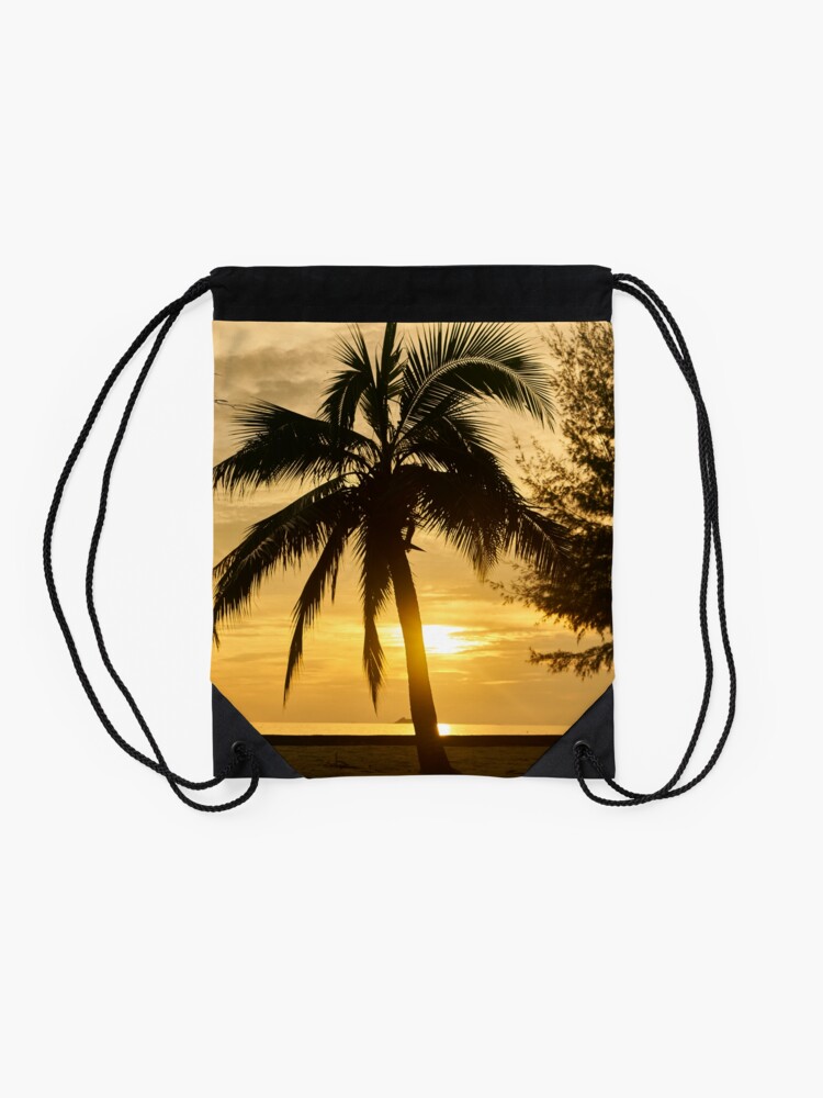 Alternate view of Dawn in the Bahamas Drawstring Bag