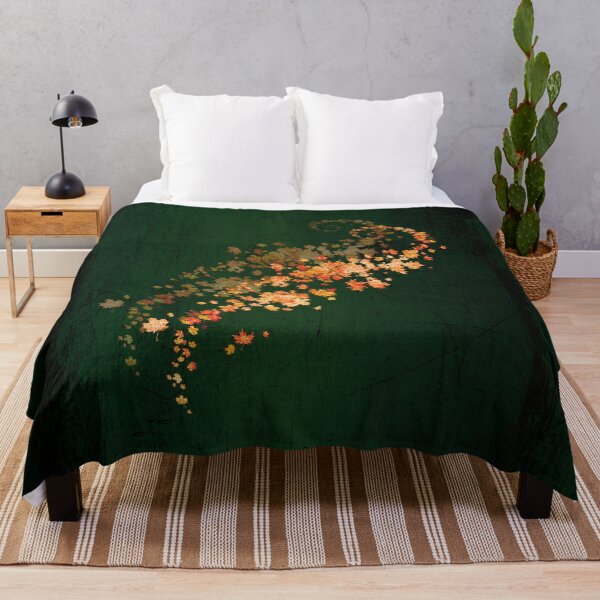 Item preview, Swirling leaves autumn colours on dark green background abstract designed and sold by Areashor.