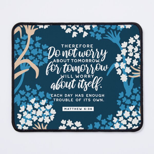 Item preview, Matthew 6:34 Bible Verse and Blue Flower Pattern Ver II designed and sold by FlinArt.