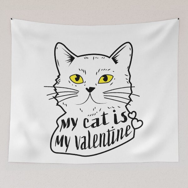 Item preview, My cat is my valentine cat illustration designed and sold by alpdesignart.