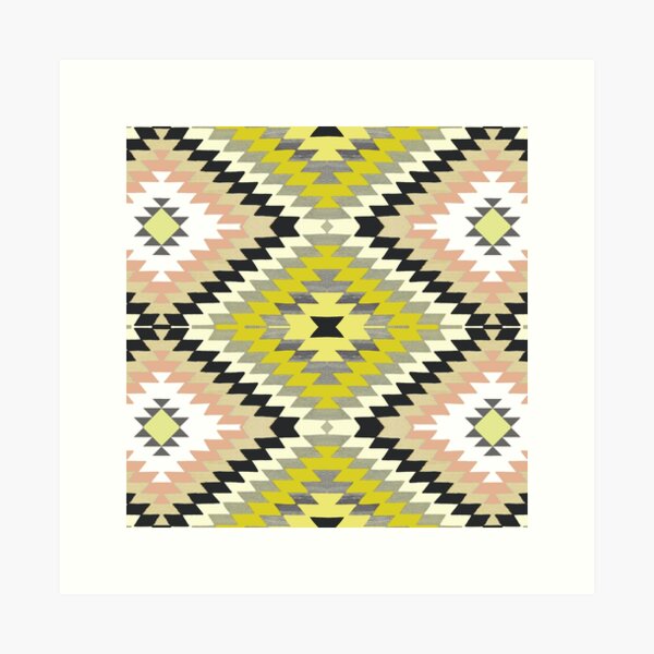 Aperçu de l'œuvre Kilim Navajo Estampe en jaunes créée et vendue par birchandbark.