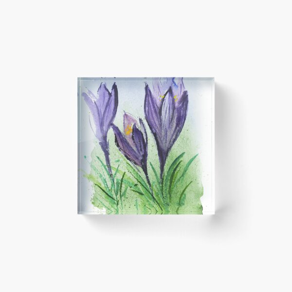 Item preview, Purple Crocuses Flowers Watercolor Print designed and sold by NatalyMak.