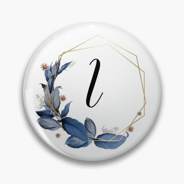 Item preview, Monogram Gold Frame with Blue Leaves | Monogram Letter I designed and sold by JustSeasons.
