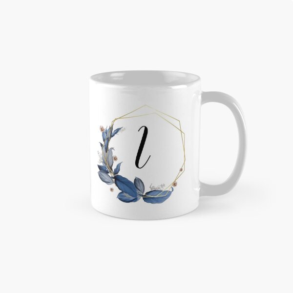 Item preview, Monogram Gold Frame with Blue Leaves | Monogram Letter I designed and sold by JustSeasons.
